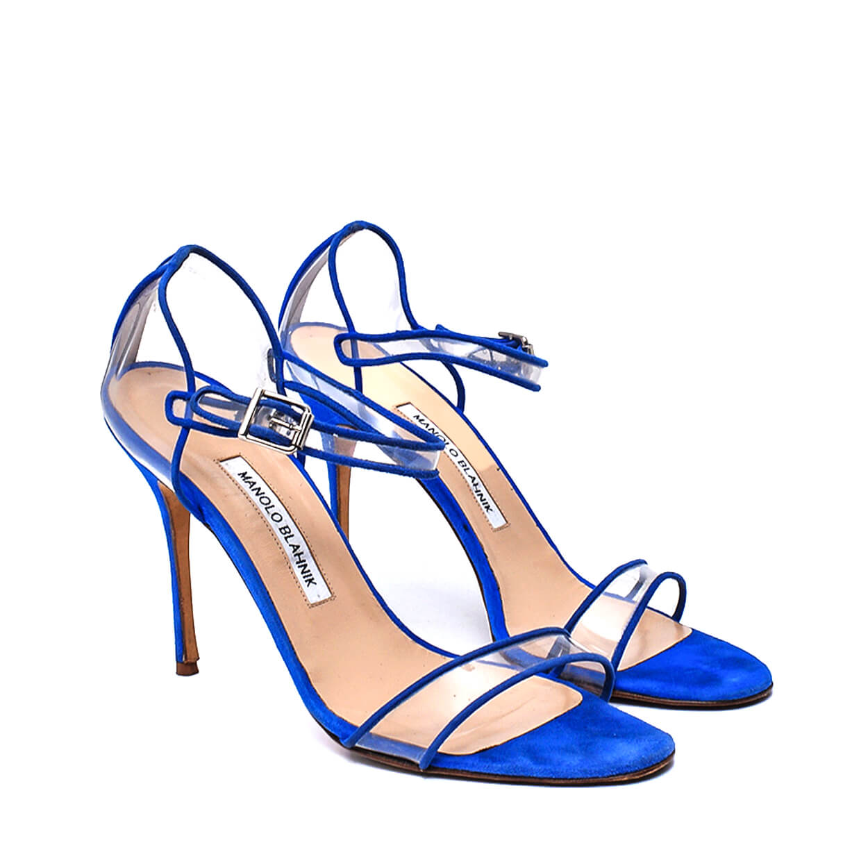 Manolo Blahnik - Fersen Saks Blue PVC Suede Sandals 40 